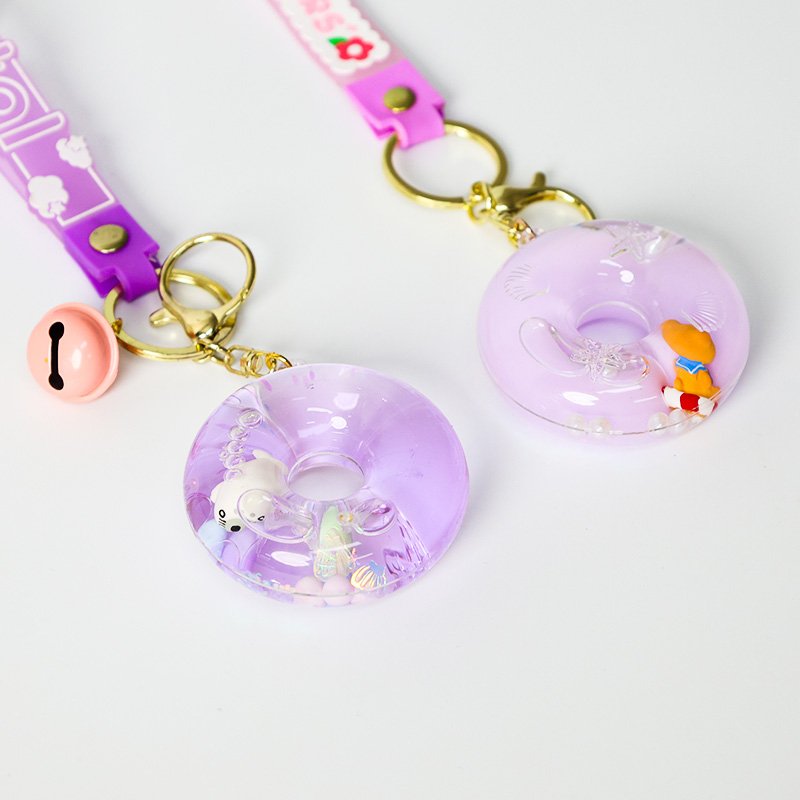 donut keychain with liquid filled