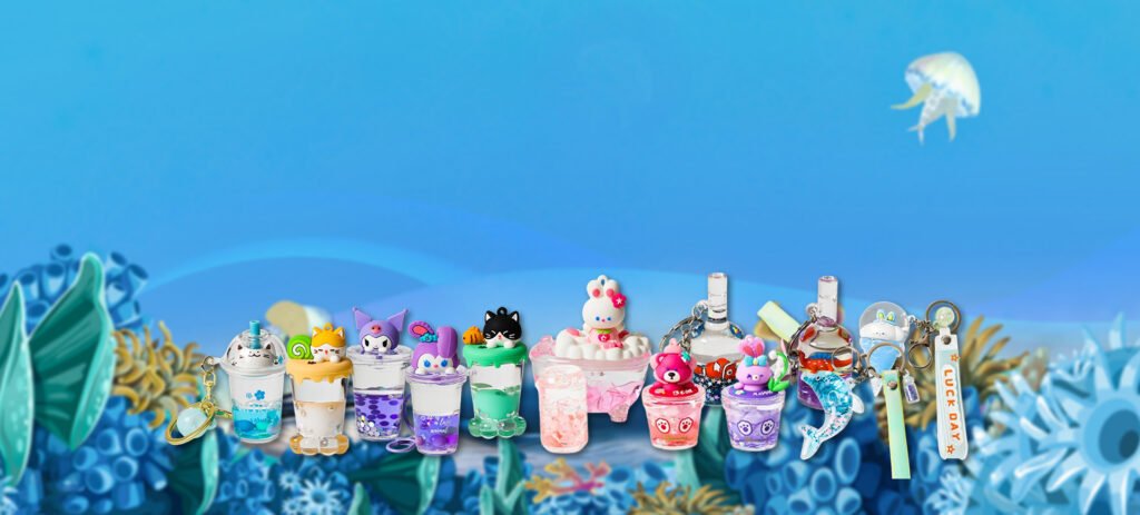 small liquid floating keychains